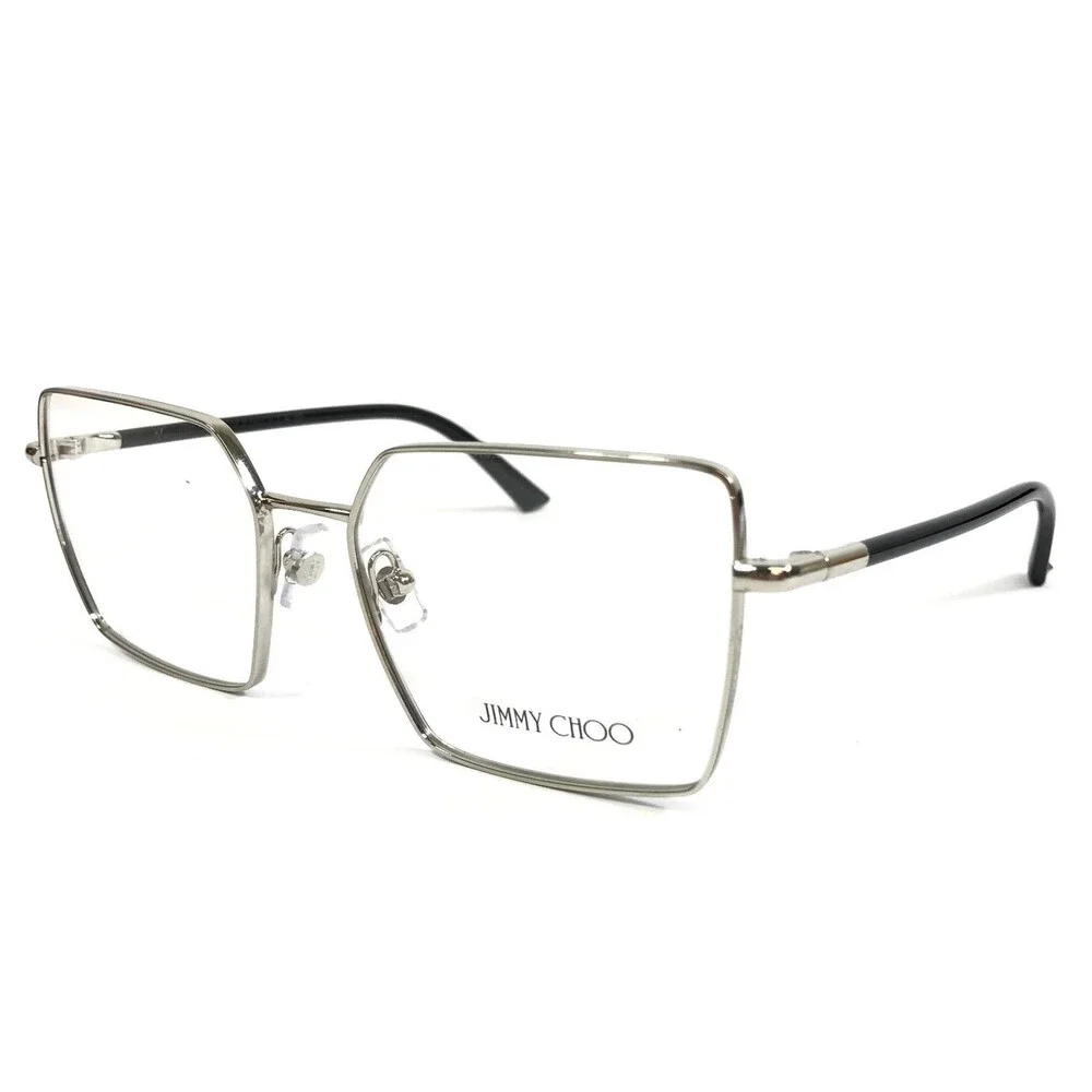 Jimmy Choo Eyeglasses Frames JC2022 3002 Black Silver Square Full Rim 53-17-140